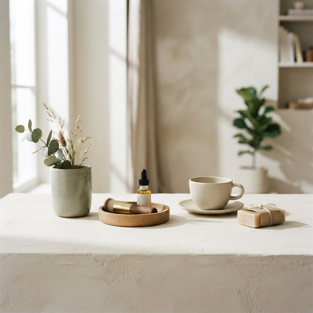 A calm still-life of everyday objects in warm natural light. Placeholder — replace with final hero photography.